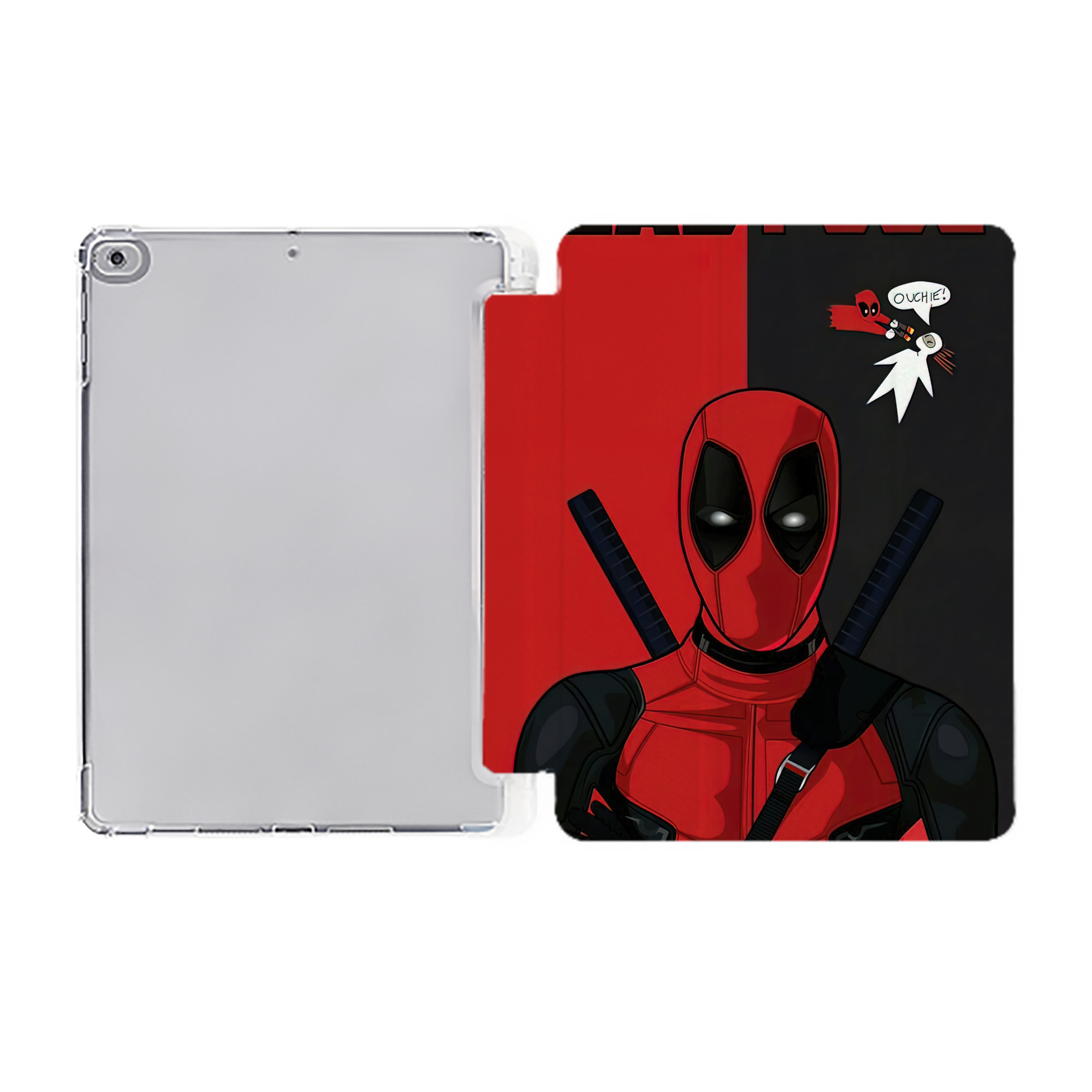 （画像用） Deadpool デッドプール IPad ケース ペン収納付き 三つ折りスタンド PUレザー×シリコン 対応機種9.5/10.5/10.9インチ